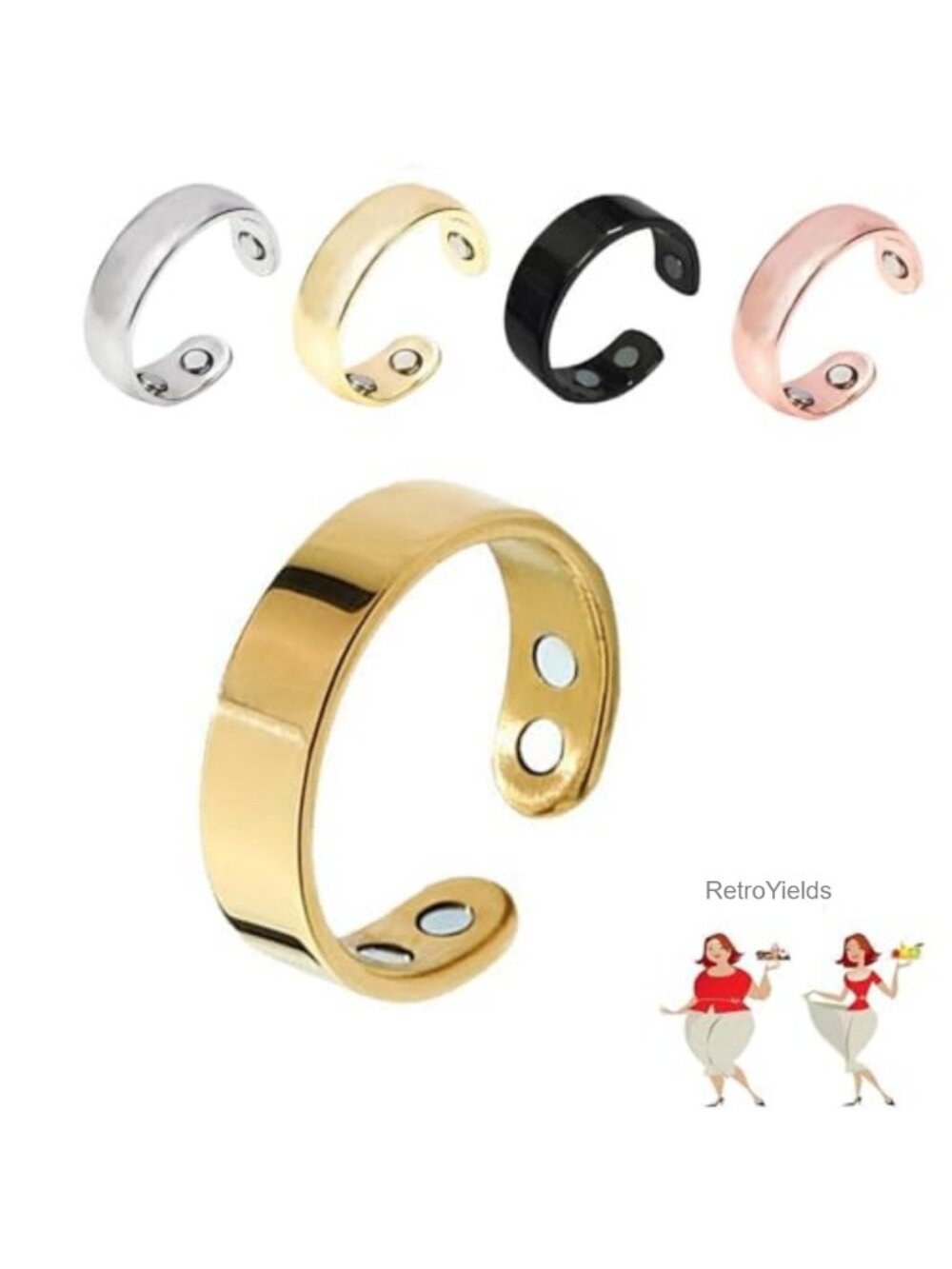 Adjustable Stainless Steel Ring Open Cuff Migraine Relief Unisex